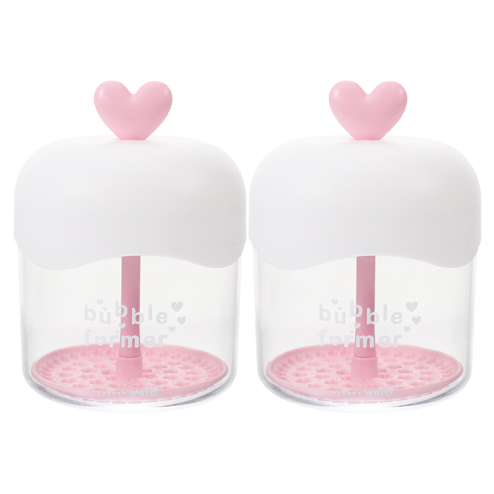 Cleanser Face - 2個入り、透明なハート型の泡立て器。旅行用の洗顔料に最適な、手動式の洗顔ツール。豊かな泡を生成します。