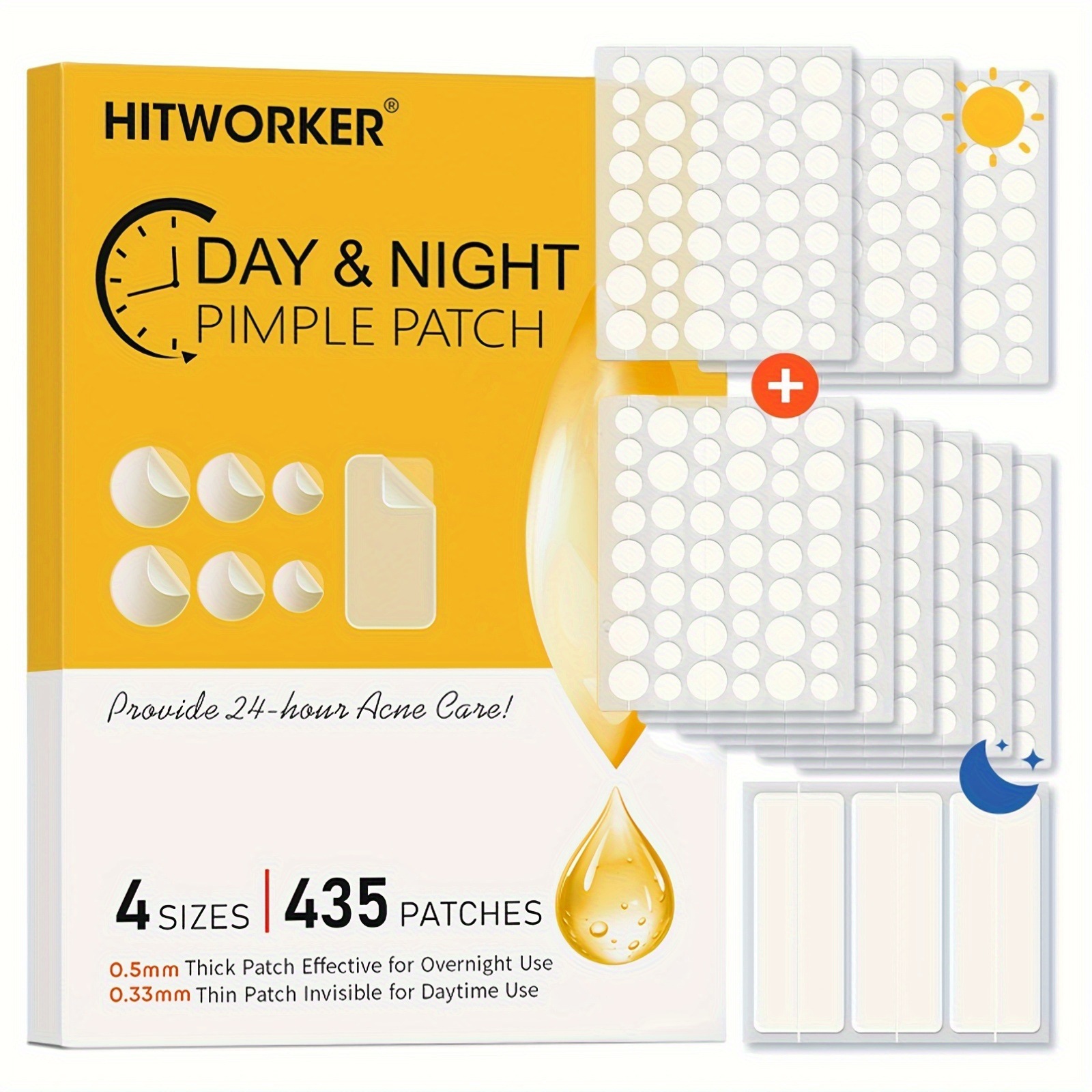 Face Oil - 435枚の透明なニキビパッチ、アルコールフリー、肌に優しく刺激が少ない、深層洗浄とニキビ除去用