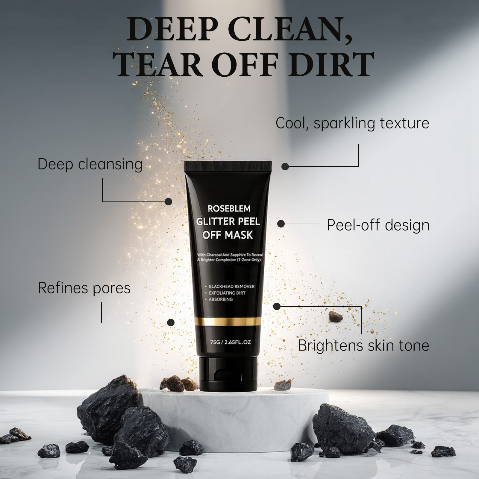 天然炭ブラックヘッドピールオフマスク、ディープクレンジング、 - Cleanser Face のレビューと価格